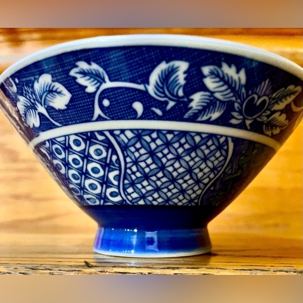 VTG Ardco Dallas Japan Blue & White Porcelain Footed Rice Bowl Chinoiserie Decor - Picture 3 of 11